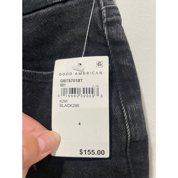 NWT Good American Good Boy Twisted Slit Denim Jeans Black Women's Size 4 / 27 - Picture 4 of 7